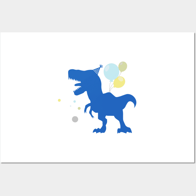 Birthday Dinosaur - T Rex - Dinosaur for Kids Wall Art by IstoriaDesign